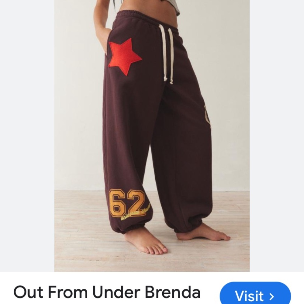 Urban Outfitters Brown Barrel Track Pants with Red Star XL
